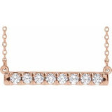 14K Rose 1/2 CTW Natural Diamond French-Set Bar 18" Necklace Siddiqui Jewelers