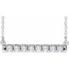 14K White 1/2 CTW Natural Diamond French-Set Bar 16" Necklace Siddiqui Jewelers