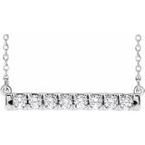 14K White 1/2 CTW Natural Diamond French-Set Bar 16" Necklace Siddiqui Jewelers