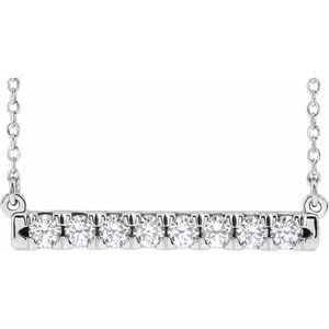 Platinum 1/2 CTW Natural Diamond French-Set Bar 16" Necklace Siddiqui Jewelers