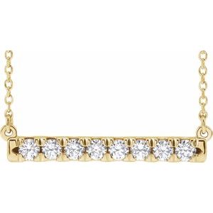 14K Yellow 1/2 CTW Lab-Grown Diamond French-Set Bar 18" Necklace Siddiqui Jewelers
