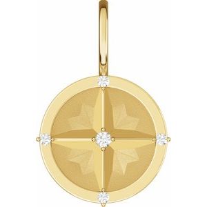 14K Yellow .03 CTW Natural Diamond Compass Charm/Pendant Siddiqui Jewelers