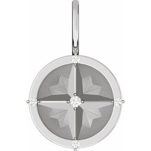 Platinum .03 CTW Natural Diamond Compass Charm/Pendant Siddiqui Jewelers