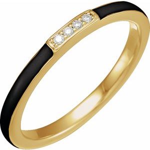 14K Yellow .03 CTW Natural Diamond & Black Enamel Stackable Ring Siddiqui Jewelers