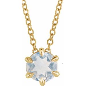 14K Yellow 4 mm Natural Blue Moonstone Solitaire 16-18" Necklace Siddiqui Jewelers