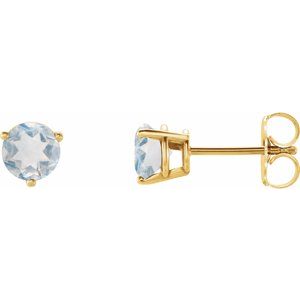 14K Yellow Natural Blue Sheen Moonstone Earrings Siddiqui Jewelers