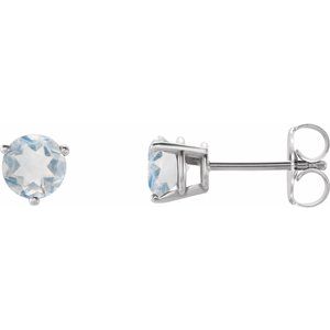 14K White Natural Blue Sheen Moonstone Earrings Siddiqui Jewelers