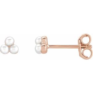 14K Rose Cultured Freshwater Pearl Cluster Earrings Siddiqui Jewelers