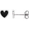 14K White Black Enameled Heart Earrings Siddiqui Jewelers