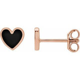 14K Rose Black Enameled Heart Earrings Siddiqui Jewelers