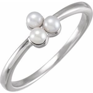 14K White Cultured White Freshwater Pearl Cluster Ring Siddiqui Jewelers