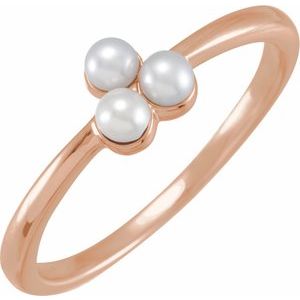 14K Rose Cultured White Freshwater Pearl Cluster Ring Siddiqui Jewelers
