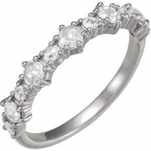 14K White 3 mm Round 1/2 CTW Natural Rose-Cut Diamond Anniversary Band Siddiqui Jewelers