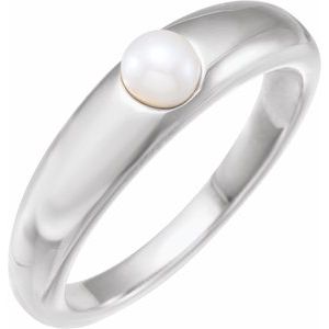 Platinum Cultured White Akoya Pearl Dome Ring Siddiqui Jewelers