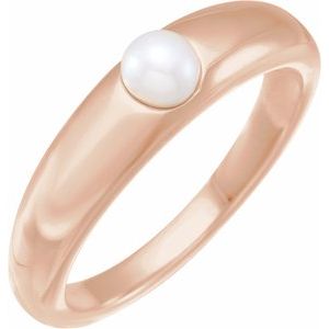 14K Rose Cultured White Akoya Pearl Dome Ring Siddiqui Jewelers