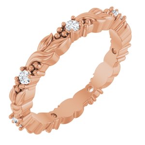 14K Rose 1/8 CTW Natural Diamond Eternity Band Size 7.5 Siddiqui Jewelers