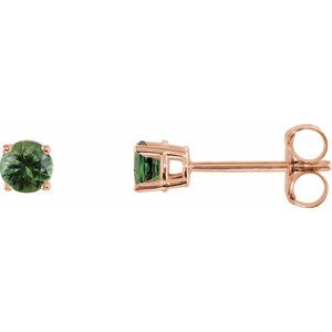 14K Rose 3 mm Natural Green Sapphire Stud Earrings Siddiqui Jewelers