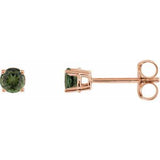 14K Rose 3 mm Natural Green Tourmaline Stud Earrings Siddiqui Jewelers