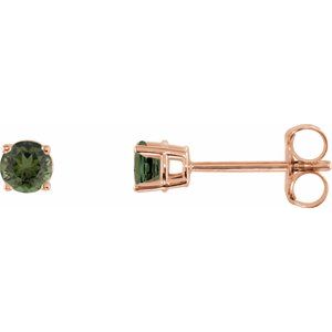 14K Rose 3 mm Natural Green Tourmaline Stud Earrings Siddiqui Jewelers