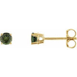 14K Yellow 3 mm Natural Green Tourmaline Stud Earrings Siddiqui Jewelers