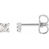 14K White 1/8 CTW Rose-Cut Natural Diamond 4-Prong Claw Earrings Siddiqui Jewelers