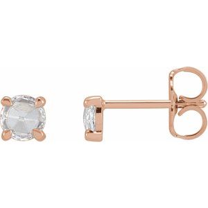 14K Rose 1/3 CTW Rose-Cut Natural Diamond 4-Prong Claw Earrings Siddiqui Jewelers