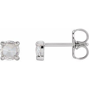 14K White 1/3 CTW Rose-Cut Natural Diamond 4-Prong Claw Earrings Siddiqui Jewelers
