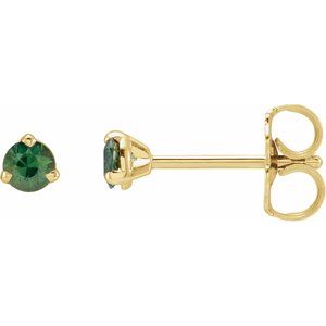 14K Yellow 3 mm Natural Green Sapphire Earrings Siddiqui Jewelers