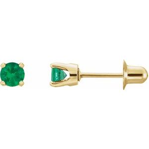14K Yellow Natural Emerald Earrings Siddiqui Jewelers