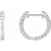 14K White 1/2 CTW Natural Diamond Inside-Outside Hinged 14.5 mm Hoop Earrings Siddiqui Jewelers