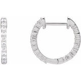 14K White 1/2 CTW Lab-Grown Diamond Inside-Outside Hinged 14.5 mm Hoop Earrings Siddiqui Jewelers