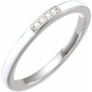 14K White .03 CTW Natural Diamond & White Enamel Stackable Ring Siddiqui Jewelers