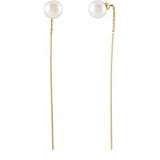 14K Yellow Freshwater Cultured Pearl Threader Earrings-Siddiqui Jewelers