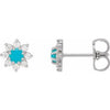 Sterling Silver Natural Turquoise & 1/8 CTW Natural Diamond Flower Earrings Siddiqui Jewelers