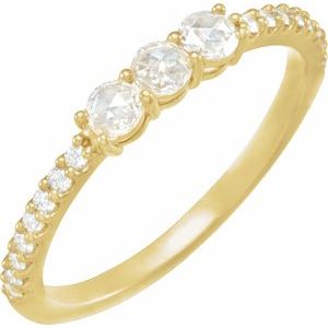 14K Yellow 1/3 CTW Natural Rose-Cut Diamond Three-Stone Anniversary Band Siddiqui Jewelers