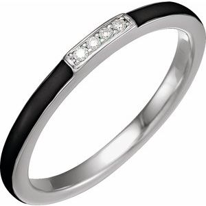 14K White .03 CTW Natural Diamond & Black Enamel Stackable Ring Siddiqui Jewelers