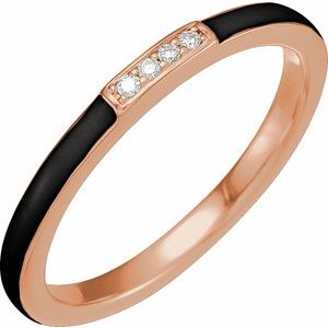 14K Rose .03 CTW Natural Diamond & Black Enamel Stackable Ring Siddiqui Jewelers