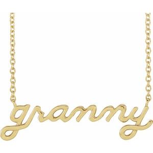14K Yellow Lowercase Script Granny 18" Necklace Siddiqui Jewelers
