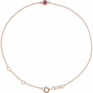 14K Rose Natural Pink Tourmaline Bezel-Set Solitaire 6 1/2-7 1/2" Bracelet Siddiqui Jewelers