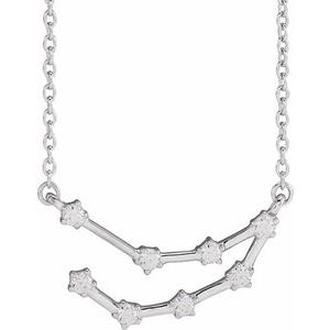 14K White 1/6 CTW Natural Diamond Capricorn 16-18" Necklace Siddiqui Jewelers