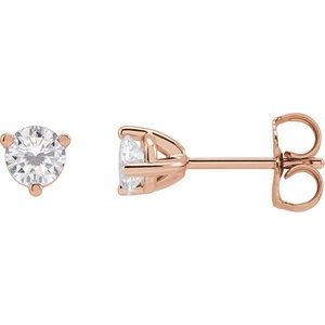 14K Rose 4 mm Round Stuller Lab-Grown Moissanite‚Ñ¢ Earrings Siddiqui Jewelers