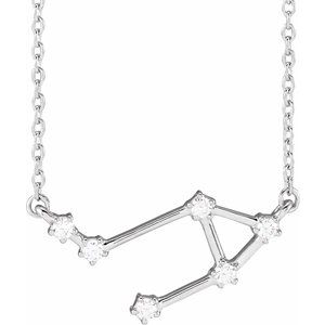 14K White 1/8 CTW Natural Diamond Libra 16-18" Necklace Siddiqui Jewelers