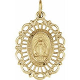 14K Yellow 22x16 mm Oval Filigree Miraculous Medal - Siddiqui Jewelers