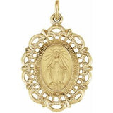 14K Yellow 25x18 mm Oval Filigree Miraculous Medal - Siddiqui Jewelers