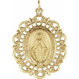 14K Yellow 32x23 mm Oval Filigree Miraculous Medal - Siddiqui Jewelers