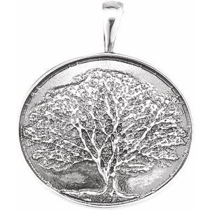 Sterling Silver Heartprint Oak Tree Pendant - Siddiqui Jewelers