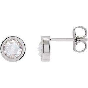 Sterling Silver Rose-Cut Stuller Lab-Grown Moissanite Bezel-Set Solitaire Earrings Siddiqui Jewelers
