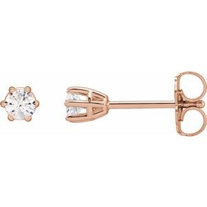 14K Rose 1/5 CTW Diamond 6-Prong Stud Earrings-Siddiqui Jewelers