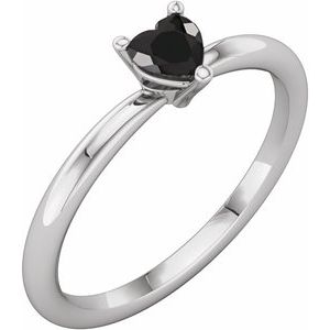 Platinum Natural Black Onyx Heart Solitaire Ring Siddiqui Jewelers