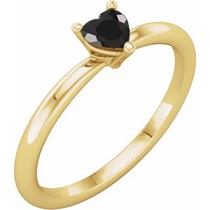 14K Yellow Natural Black Onyx Heart Solitaire Ring Siddiqui Jewelers